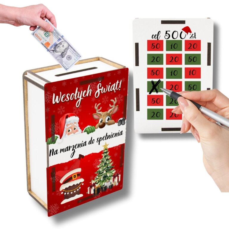 Świąteczna Skarbonka wykreślanka „Cel: 500 zł” 🎅